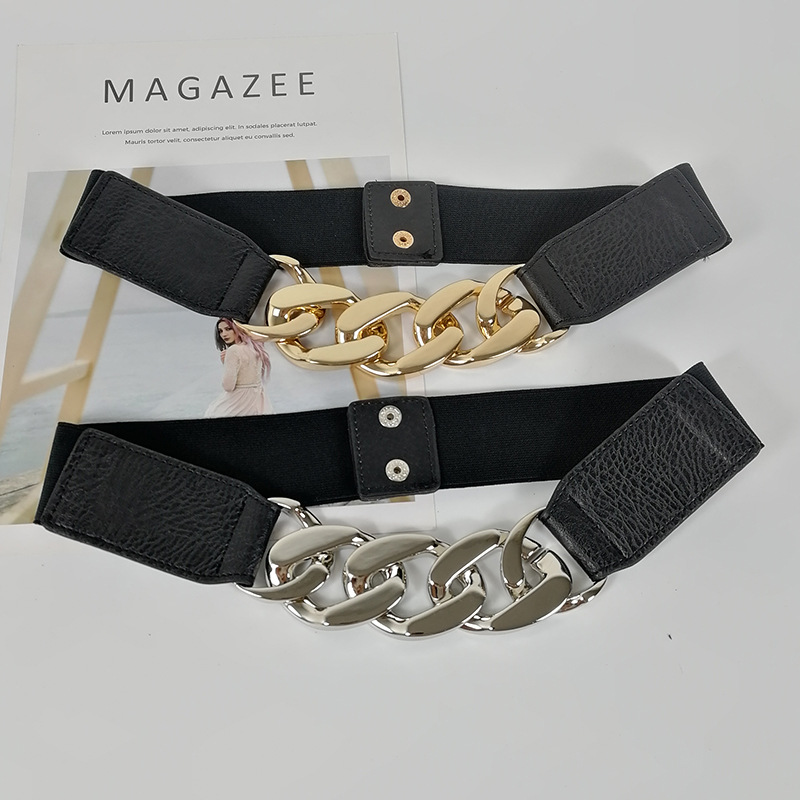 Ladies Elastic Elastic Belt Metal Chain Fashion All-Match Waistband Waist Simple Belt