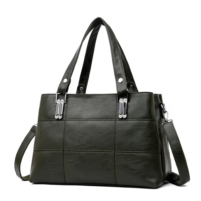 New Stitching Ladies Bag European And American Soft Leather Fashion Temperament Women'S Bag Multi Layer Portable Shoulder Bag Green - Shop at LoveMi