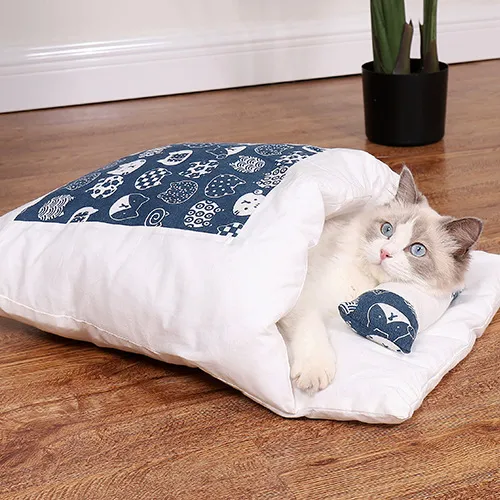Cat Sleeping Bag Fairy Cat Litter Wind Semi-Closed Autumn And Winter Warm Cat Kennel - 5 Color