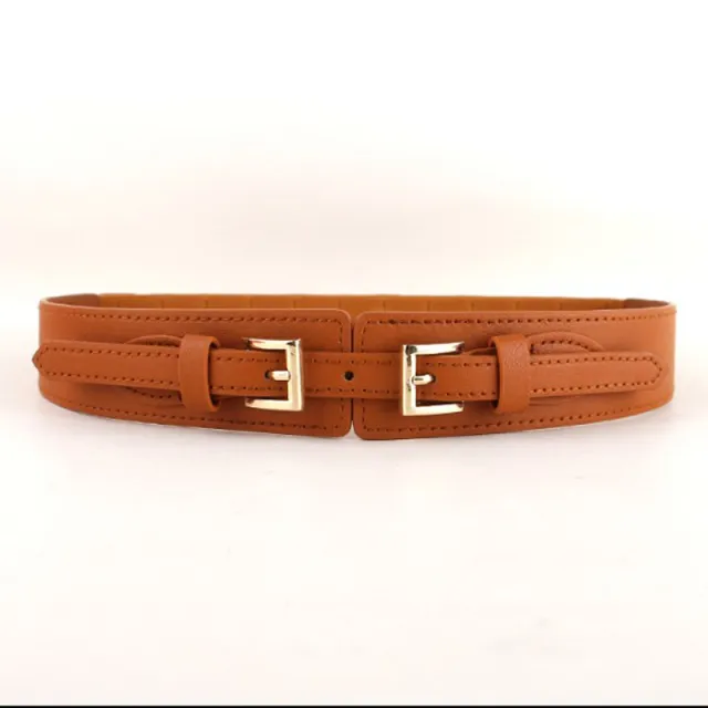 Faux Leather Elastic Elastic Women's Belt Brown - Shop at LoveMi