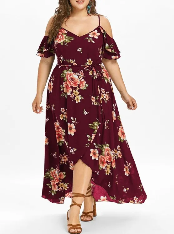 Plus Size Women s Summer Plus Size Loose Beach Long Dress Skirt Red - Shop at LoveMi