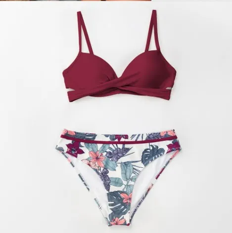 Floral Wrap Bikini Suit Ladies Sexy Thong Two piece Swimsuit Floral - Shop at LoveMi