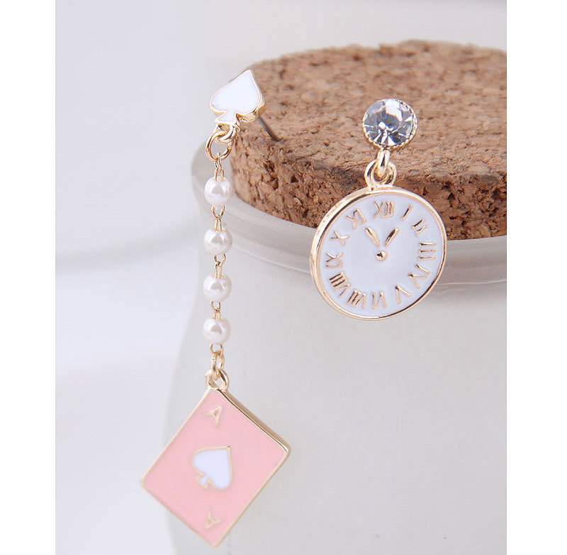 Fashion Metal Sweet Brand Gram Alarm Clock Personality Asymmetrical Earrings