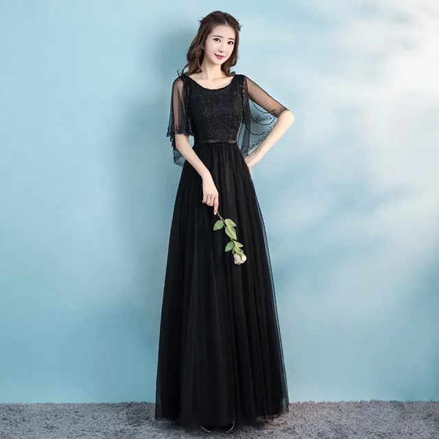 Banquet Evening Dress Female Spring New Fashion Annual Meeting Host Dress Chorus Performance Long Dress Black - Shop at LoveMi