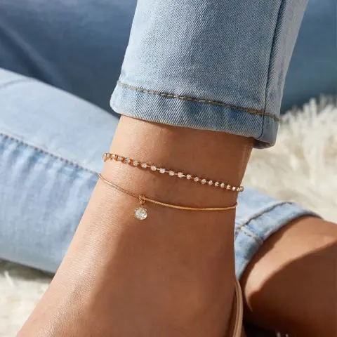 LETAPI Bohemian Beads Anklets for Women Boho Cubic Zirconia