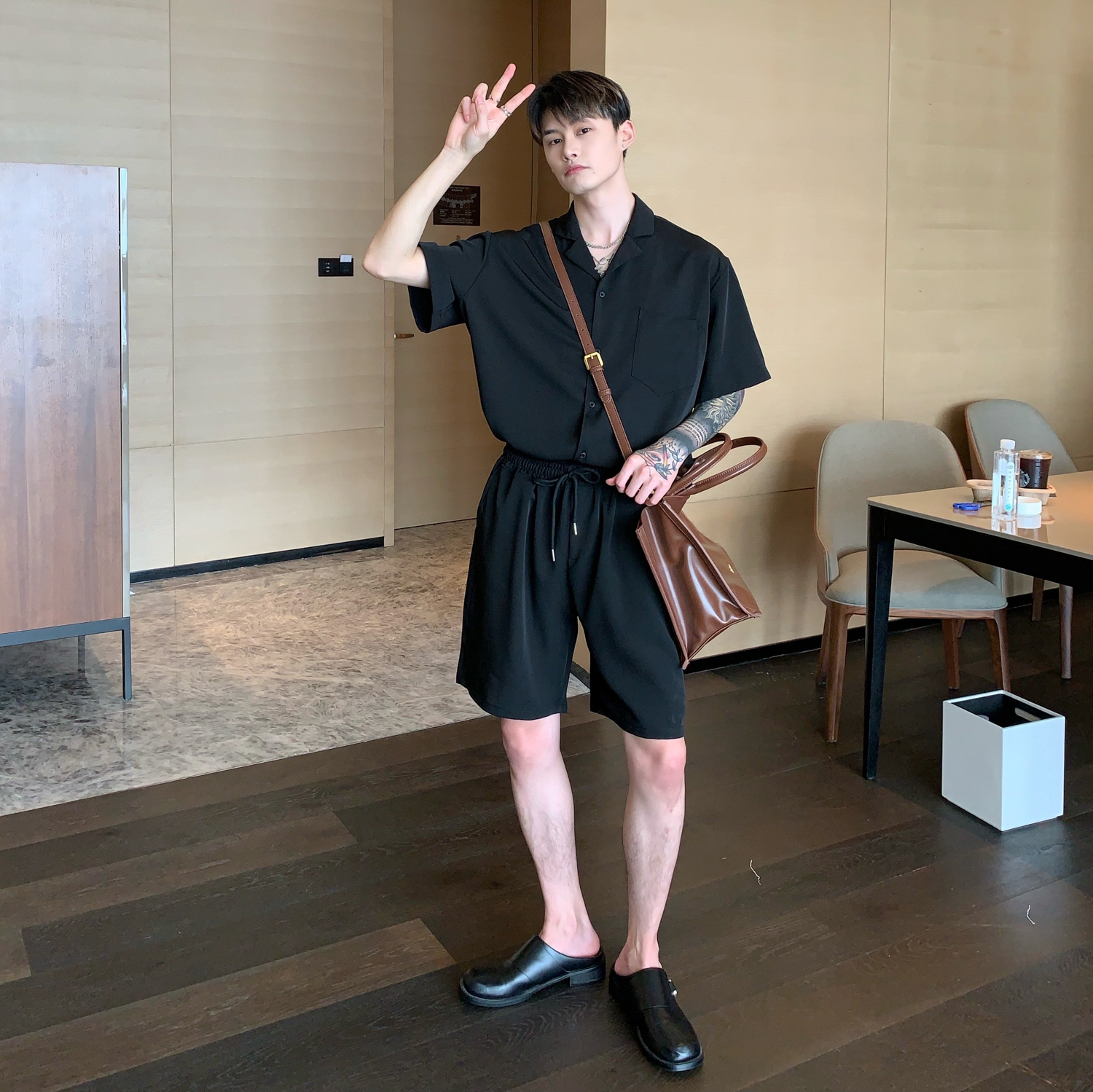 High-Quality Solid Color Shirt Men's Drape Casual Lazy Style Suit Tide