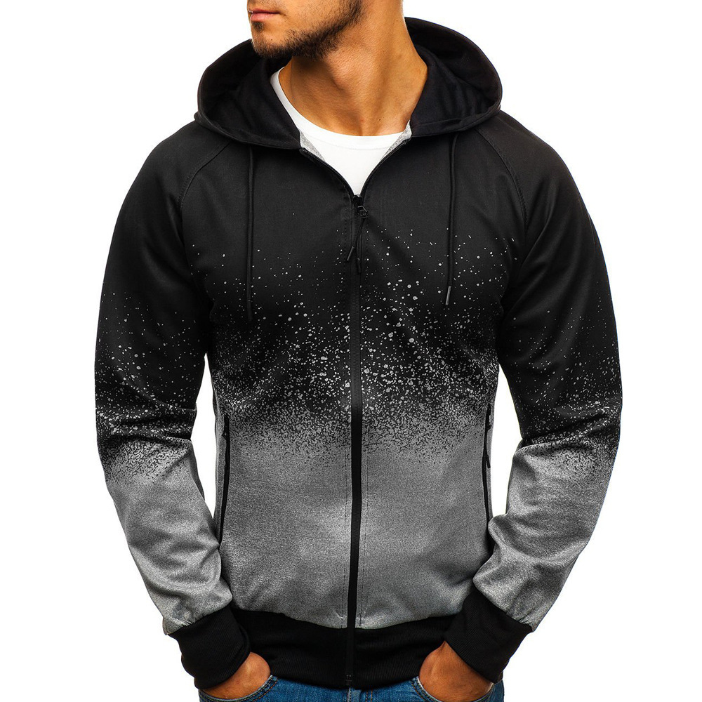 3D Digital Printing Hooded Sweater Foreign Trade Men's Gradient Design Top