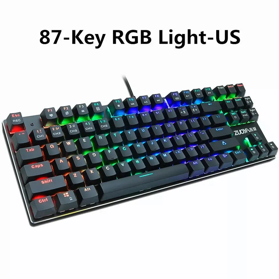 87-key Mechanical Keyboard Green Axis Red Gaming