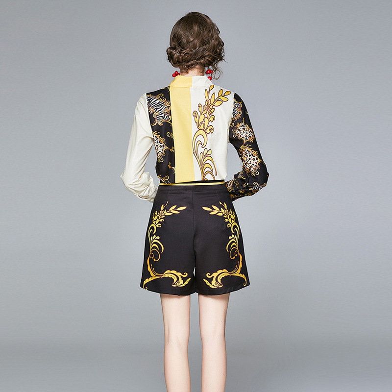 New Summer Small Shirt Shorts Fashion Suit Women'S Two Piece Set