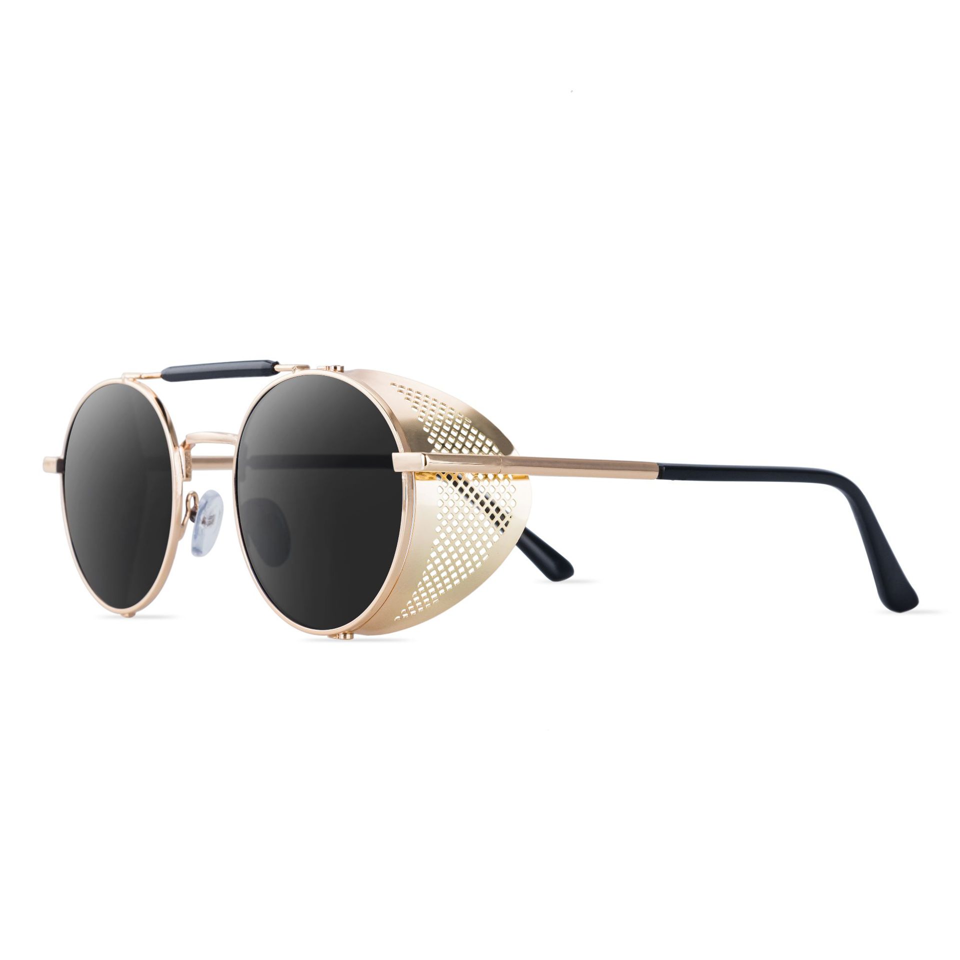 66247 Steampunk Glasses Personality Windshield Sunglasses Retro Toad Mirror Round Sunglasses Male Ins Glasses Female - Image 4
