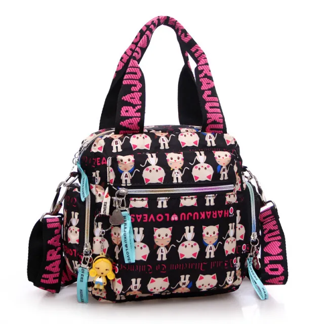 Oxford Cloth Handbags Korean Waterproof Nylon Cloth Shoulder Diagonal Handbags Black - Shop at LoveMi