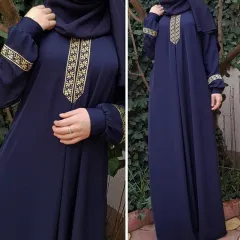 Ethnic Style Printed Princess Dress Loose Long Skirt Foreign Trade Dress - Navy - View 1