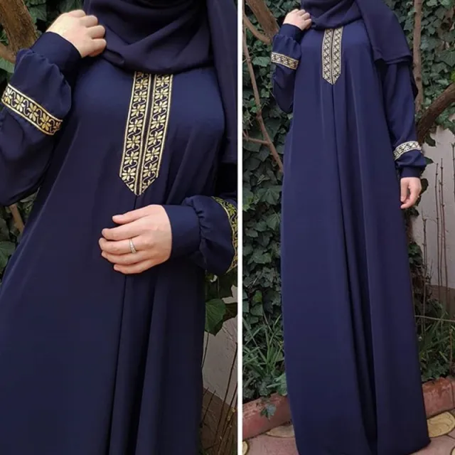 Ethnic Style Printed Princess Dress Loose Long Skirt Foreign Trade Dress Navy - Shop at LoveMi