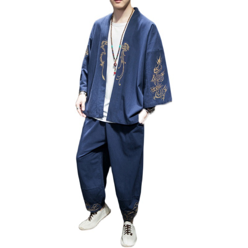 Spring and Summer Cotton, Linen and Cardigan Two-piece Suit