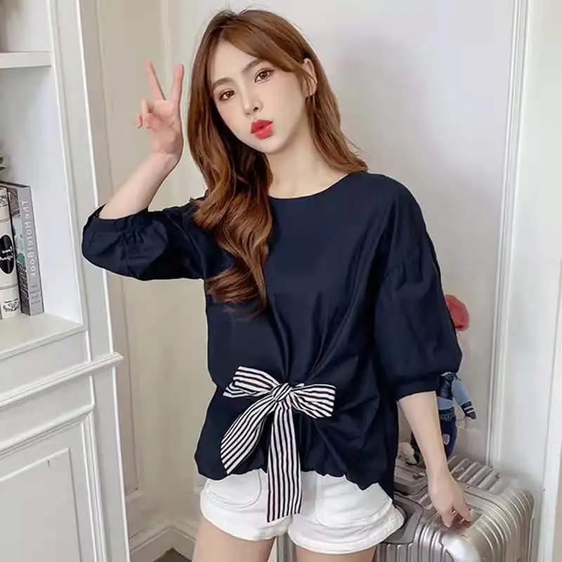 Fashionable And Sweet Bow-Knot Women's Temperament Blouse - Royal Blue