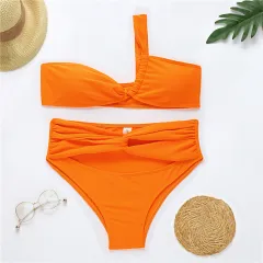 European American Fluorescent Color Bikini Suit - Orange - View 1