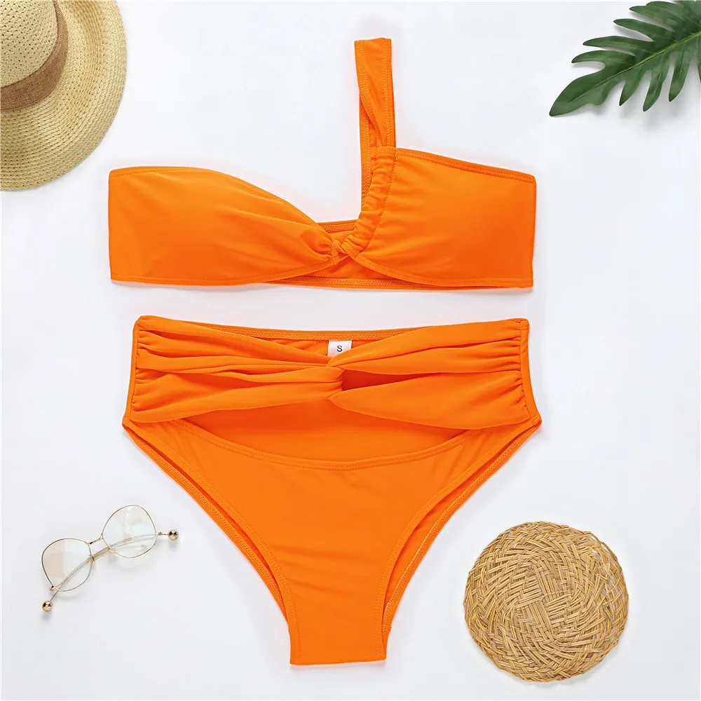 European American Fluorescent Color Bikini Suit - Orange