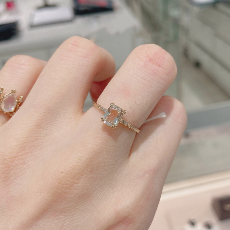 Square Rock Sugar Crystal Ring