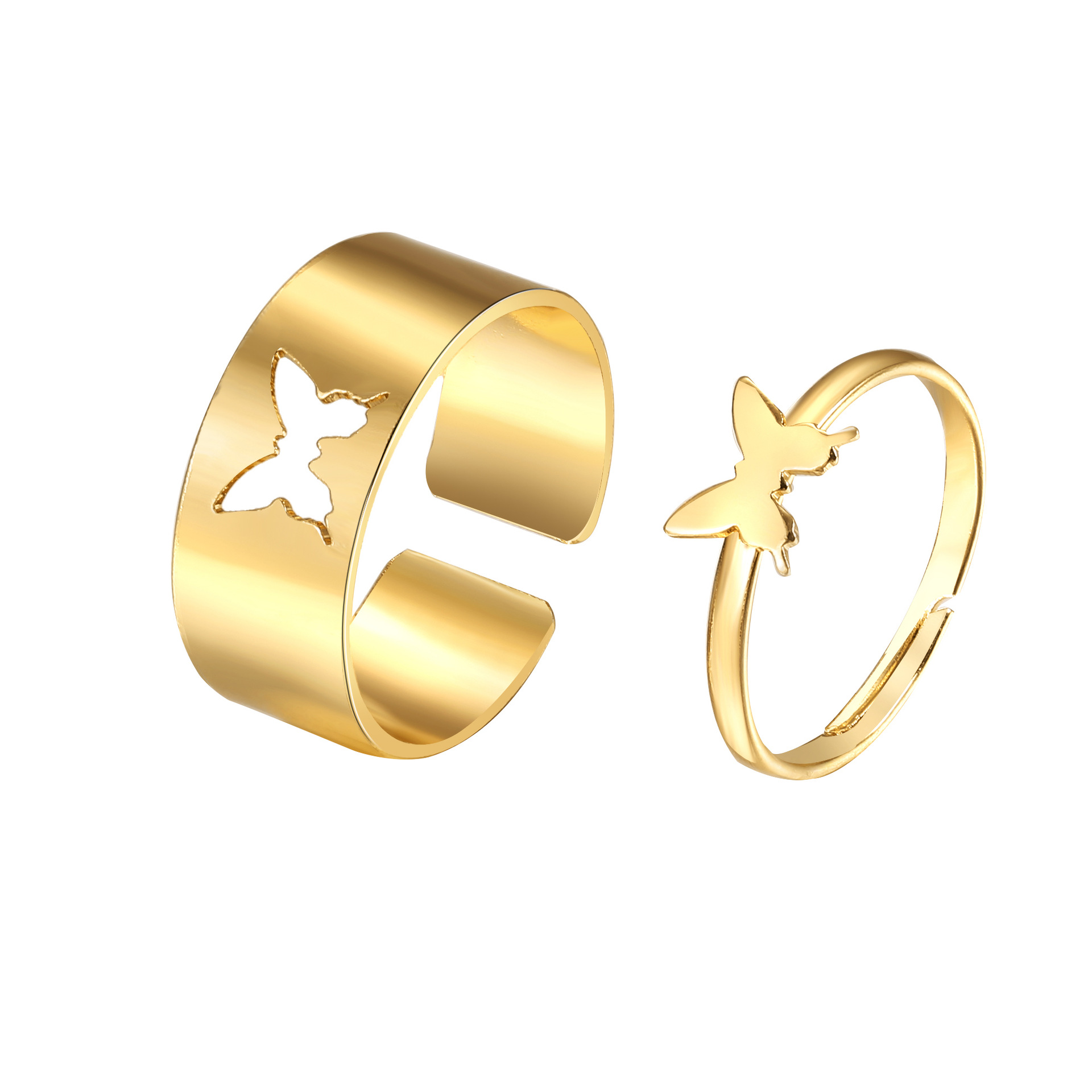 Ring Set 2-Piece Set Creative Personality Butterfly Punk Couple Ring