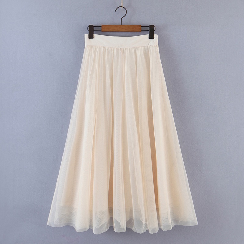 Spring New Style New Sweet Wind Mesh Thin Casual Long Skirt Women