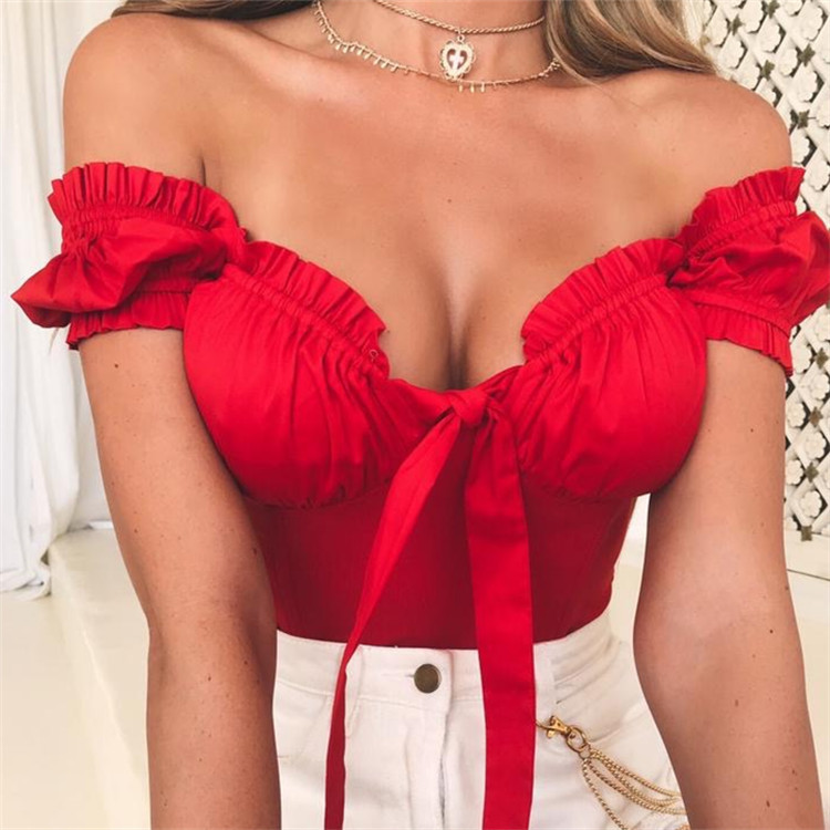 Puff Sleeve Wrapped Chest Short Sleeve T-shirt