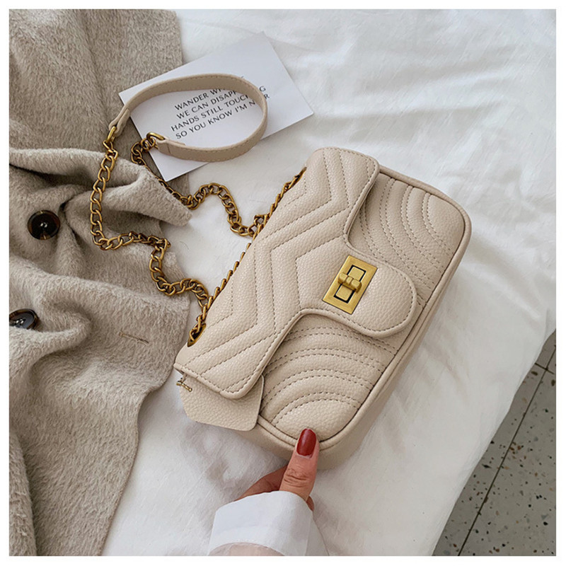 Wave Embroidered Thread Chain Bag Texture Messenger Shoulder Bag