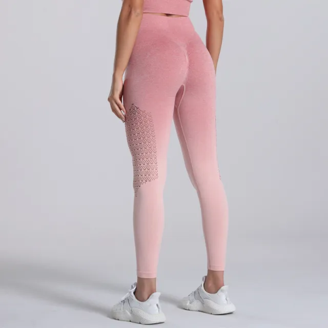 Seamless Tights Fitness Pants Hip Lifting Quick Drying Stretch Sports Running Yoga Aerobics Trousers Pink - Shop at LoveMi