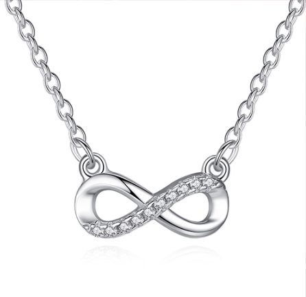 Valentine'S Day Gift  Sterling Silver Infinite Eternal Diamond Necklace  Sterling Silver Jewelry
