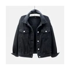 Women'S Plus Size Denim Jacket White - Black - View 1