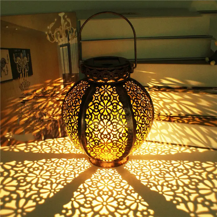 New Solar Wrought Iron Hanging Lamp Outdoor