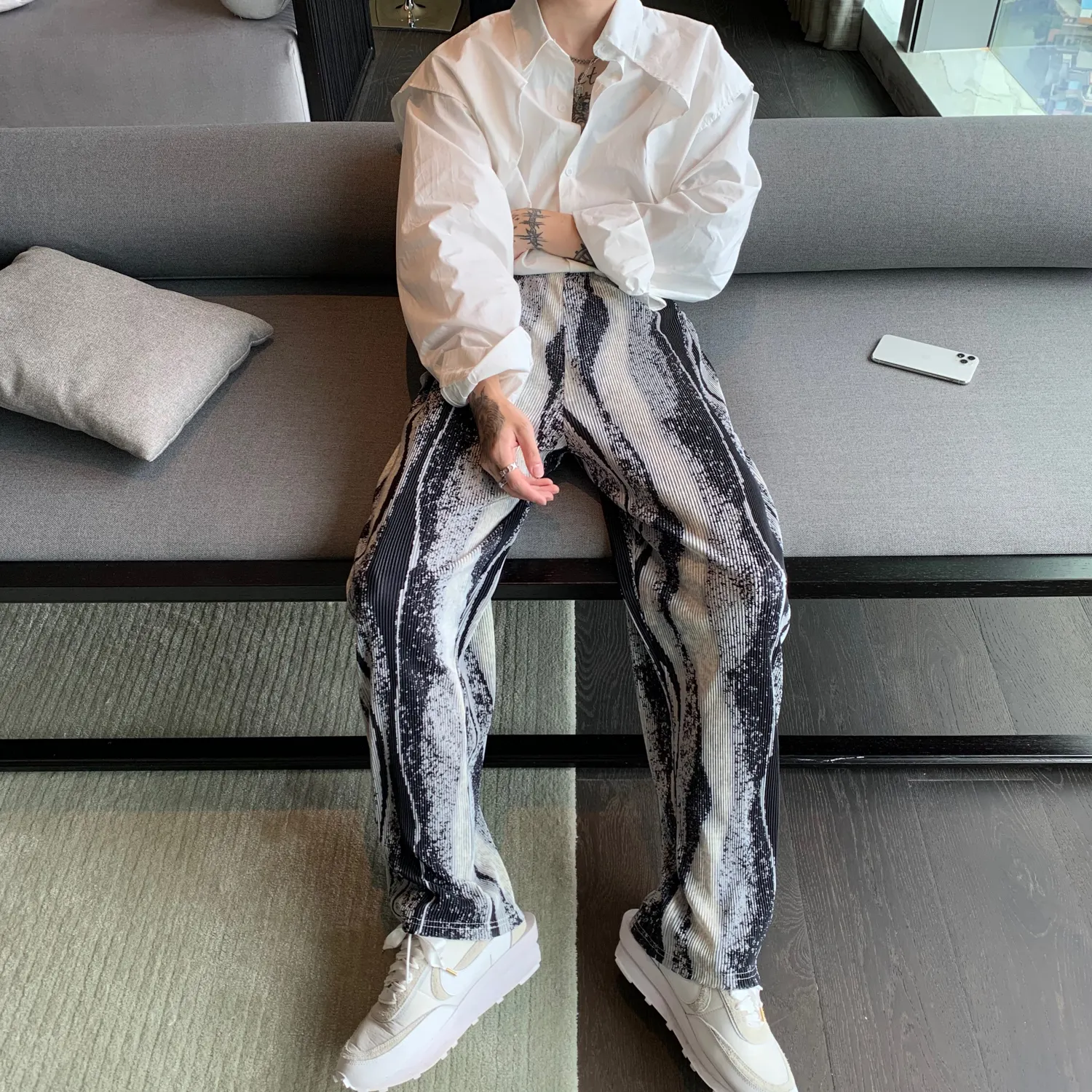 Ink Folds Drape Loose Straight-Leg Casual Mopping