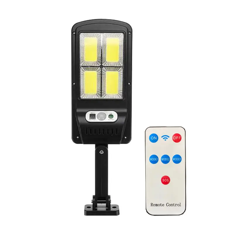 Solar Rechargeable Street Light Outdoor Waterproof Human Body Induction Remote Control COB Wall Light Garden Lighting