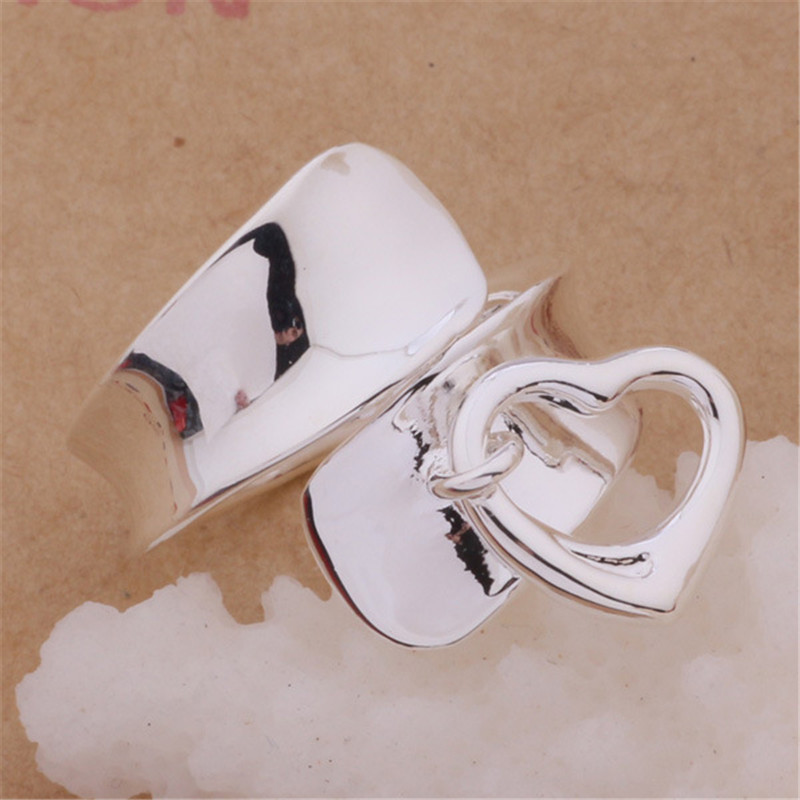 Korean Heart Open Ring 925 Sterling Silver