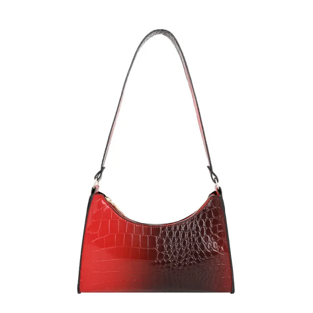 Western Style Crocodile Pattern Underarm Bag Red - Shop at LoveMi
