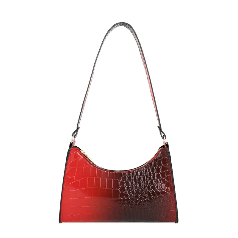 Western Style Crocodile Pattern Underarm Bag - Red