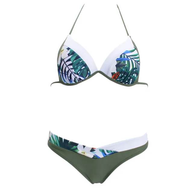 New Printed Split Swimsuit Sexy Split Swimsuit Bikini European And American Bikini Sales Green - Shop at LoveMi