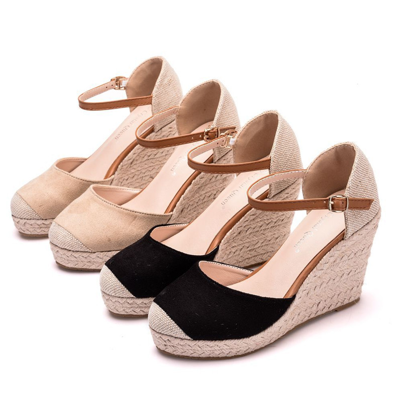 Fashion Mary Jane Wedge Sandals Round Toe Platform Wedge Sandals