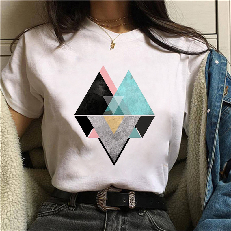 Title 1, Fashion Simple Geometric Pattern Printed T-Shirt