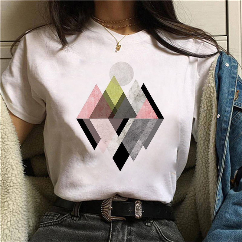 Title 4, Fashion Simple Geometric Pattern Printed T-Shirt