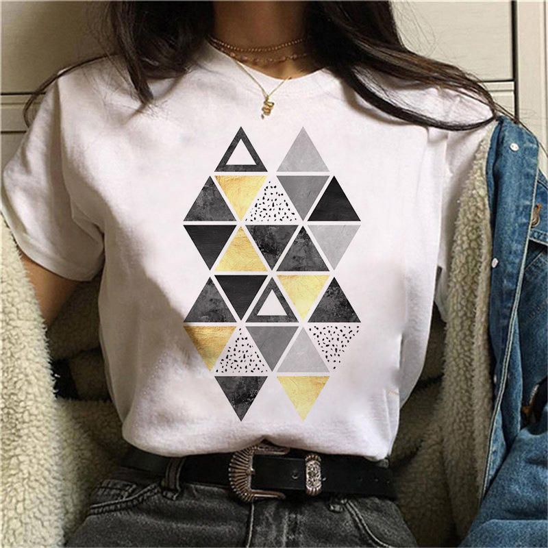 Title 7, Fashion Simple Geometric Pattern Printed T-Shirt