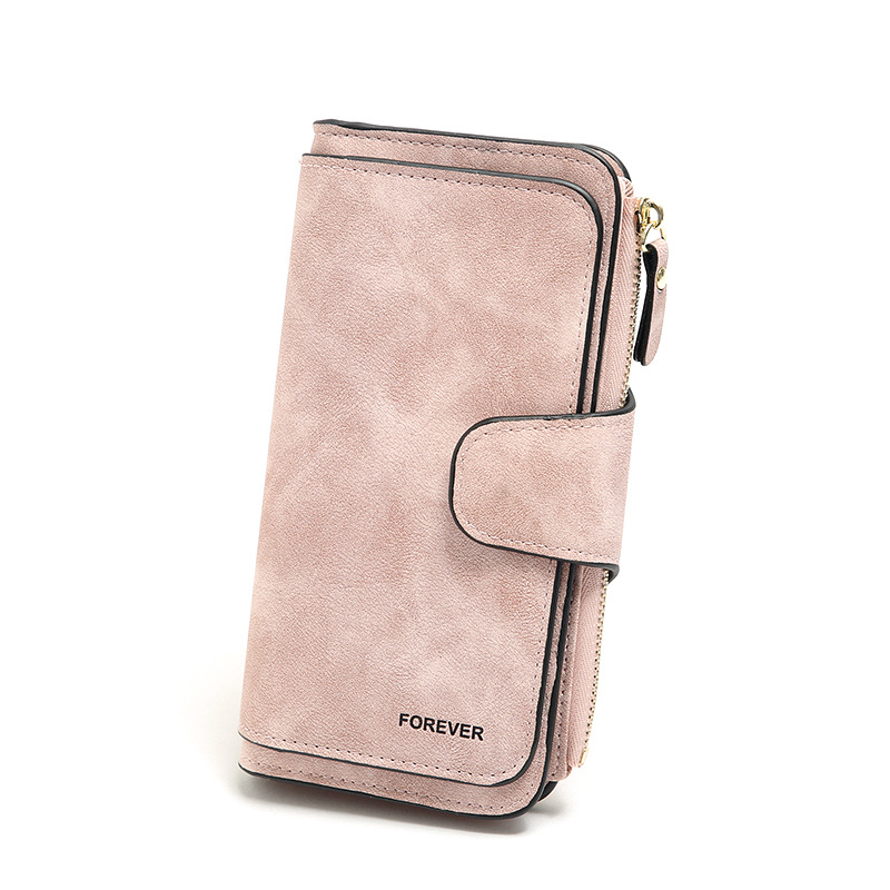 Frosted Multi card Slot Buckle Wallet Card Holder Pink - Shop at LoveMi