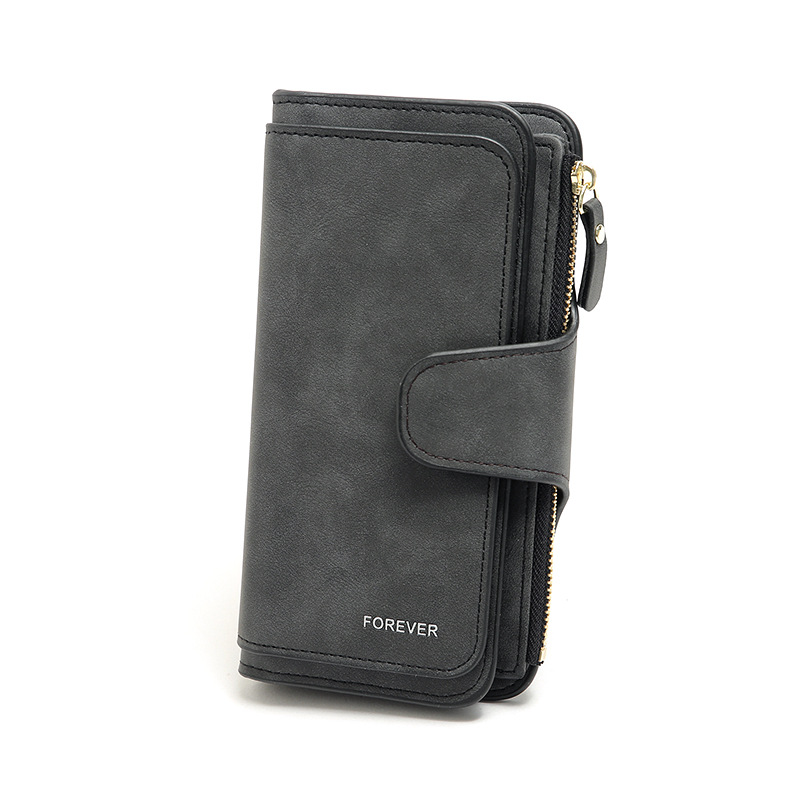 Frosted Multi card Slot Buckle Wallet Card Holder Black - Shop at LoveMi