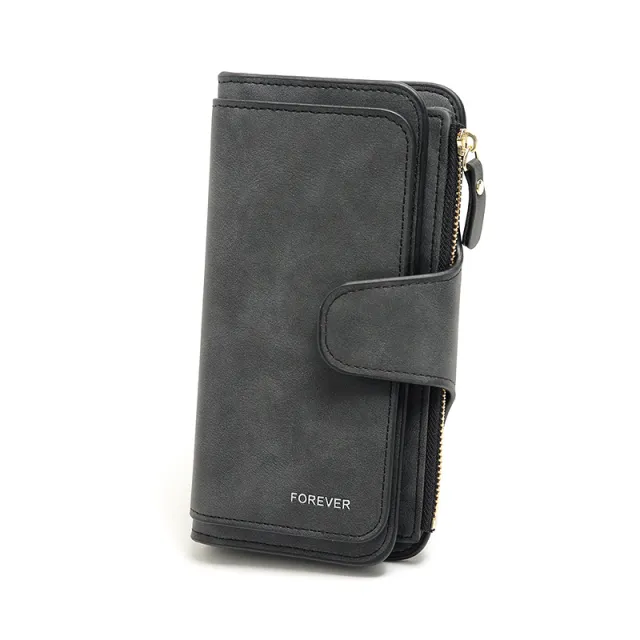 Frosted Multi card Slot Buckle Wallet Card Holder Black - Shop at LoveMi