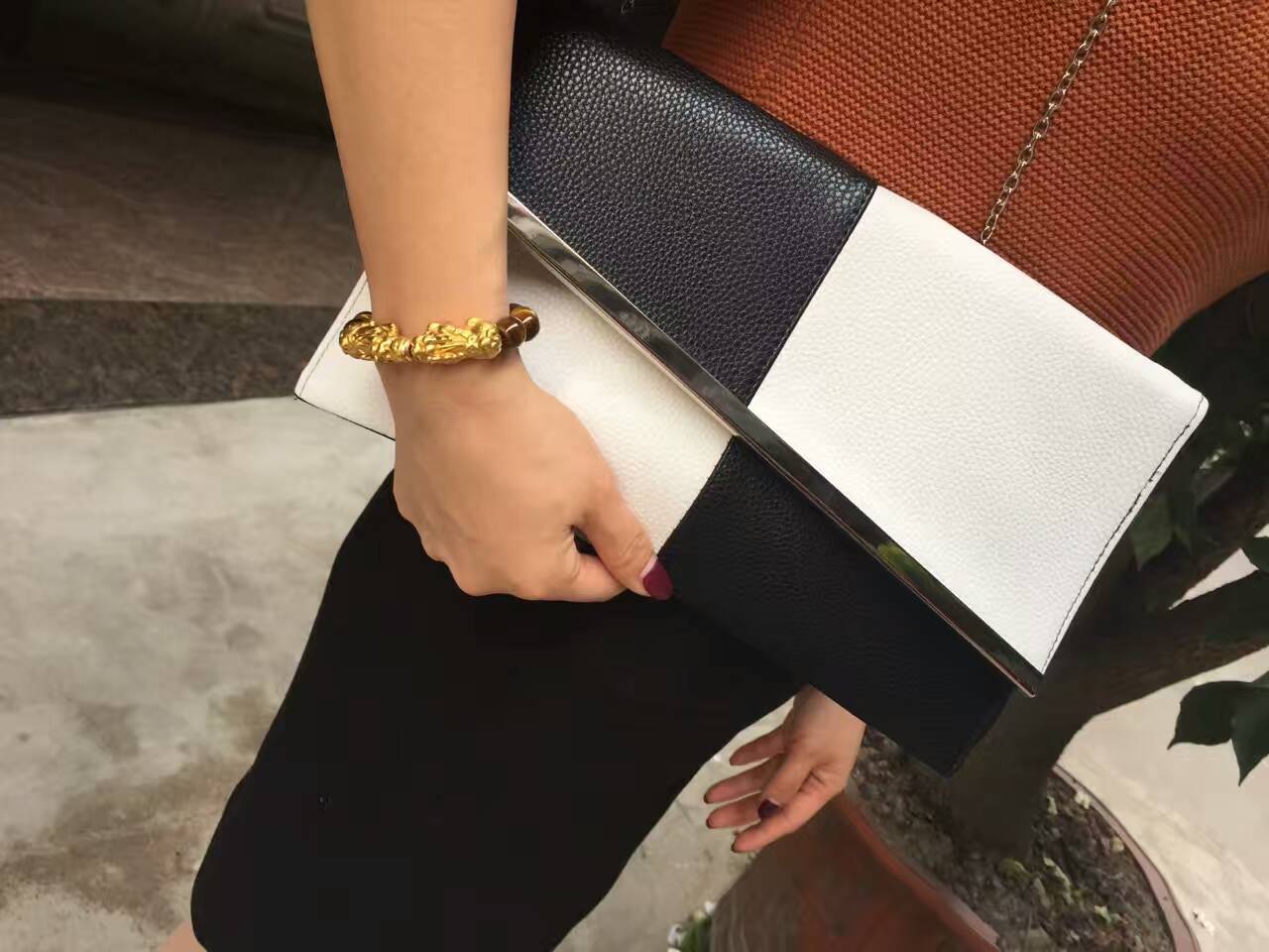 Color Matching Black And White With Large-Capacity Envelope Bag, Clutch Bag, Clutch Bag, Dinner Bag