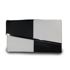 Colour Matching Black And White With Large-Capacity Envelope Bag, Clutch Bag, Clutch Bag, Dinner Bag - White - View 1