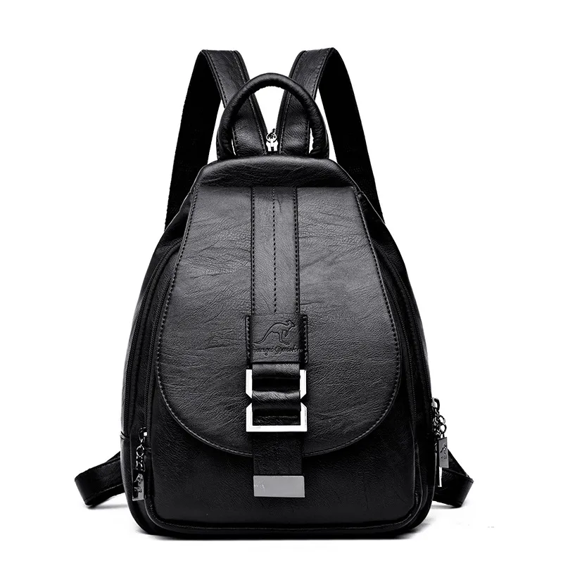 Fashion Backpack Female Student Anti-theft School Bag - Black