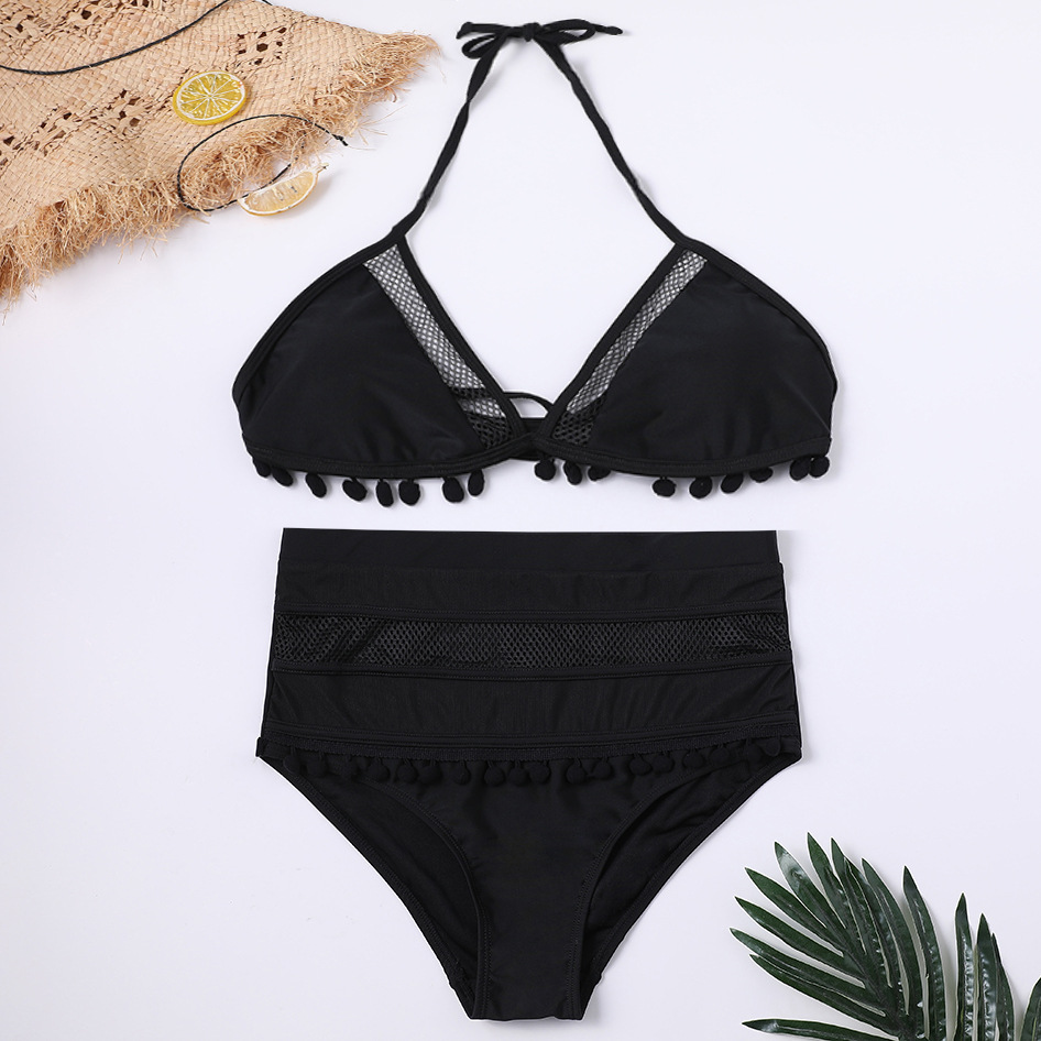 Title 2, Swimsuit Sexy Halter High Waist Bikini Fringed ...