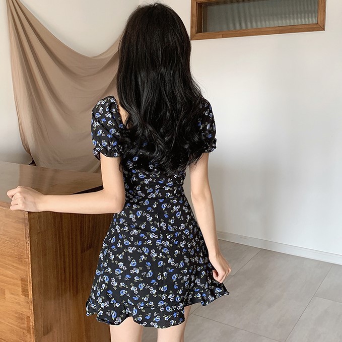 Fashion Retro Floral Collar Skirt
