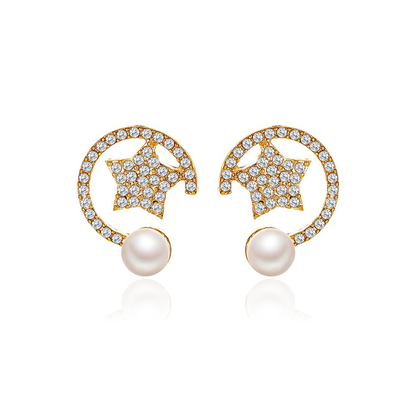 Geometric Temperament Net Red Moon Butterfly Earrings