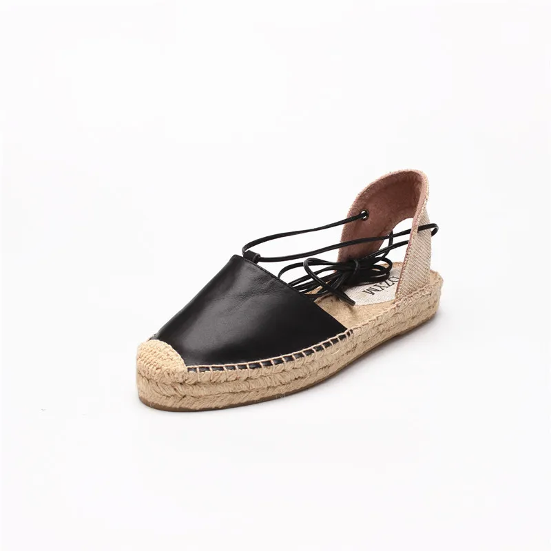 Summer New Breathable Fisherman Women'S Shoes European And American Fashion Baotou Sandals Women'S Espadrille Comfortable Women'S Flat Heels - Black